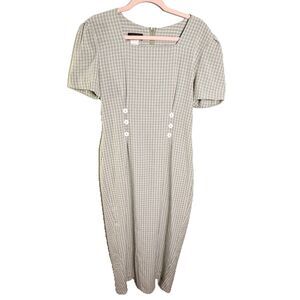Vintage My Michelle Dress Gingham Plaid Check Green Size 5/6 90s Retro